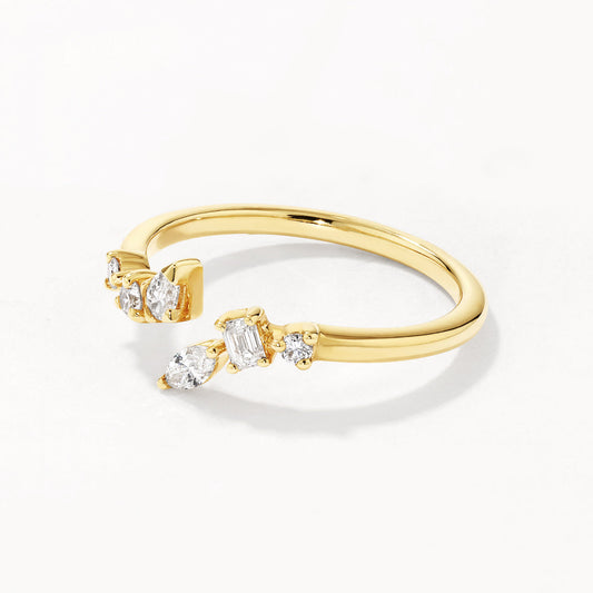 0.28 TCW Multi Stones Moissanite Open Shank Wedding Band