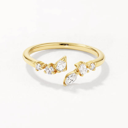 0.28 TCW Multi Stones Moissanite Open Shank Wedding Band