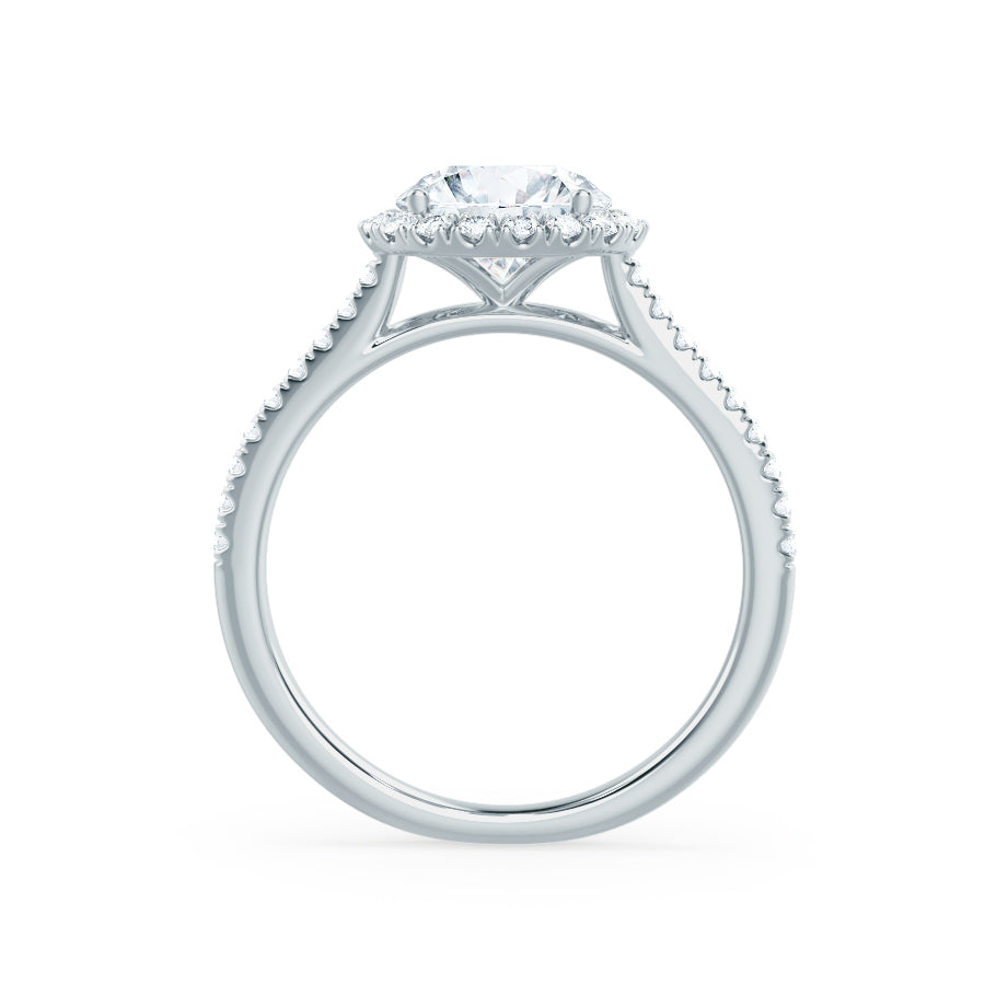 Round Halo & Pave Cathedral Lab Grown Diamond Engagement Ring