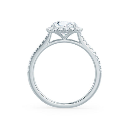Round Halo & Pave Cathedral Lab Grown Diamond Engagement Ring