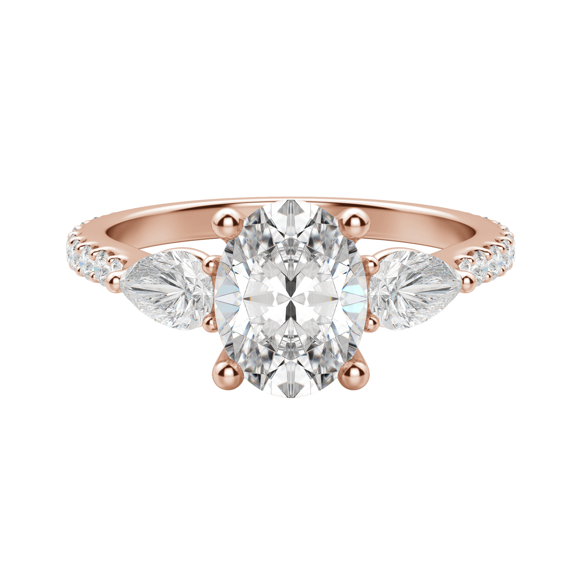 2.10 CT Oval Cut 3 Stone Moissanite Engagement Ring 11