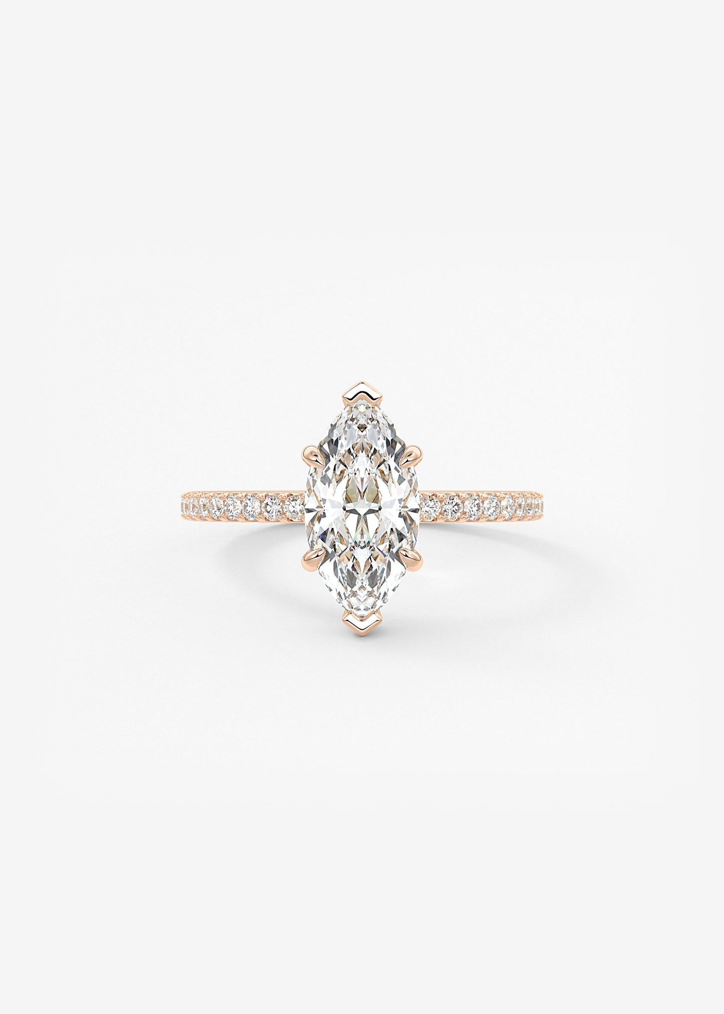 Marquise Hidden Halo Pave Lab Grown Diamond Engagement Ring
