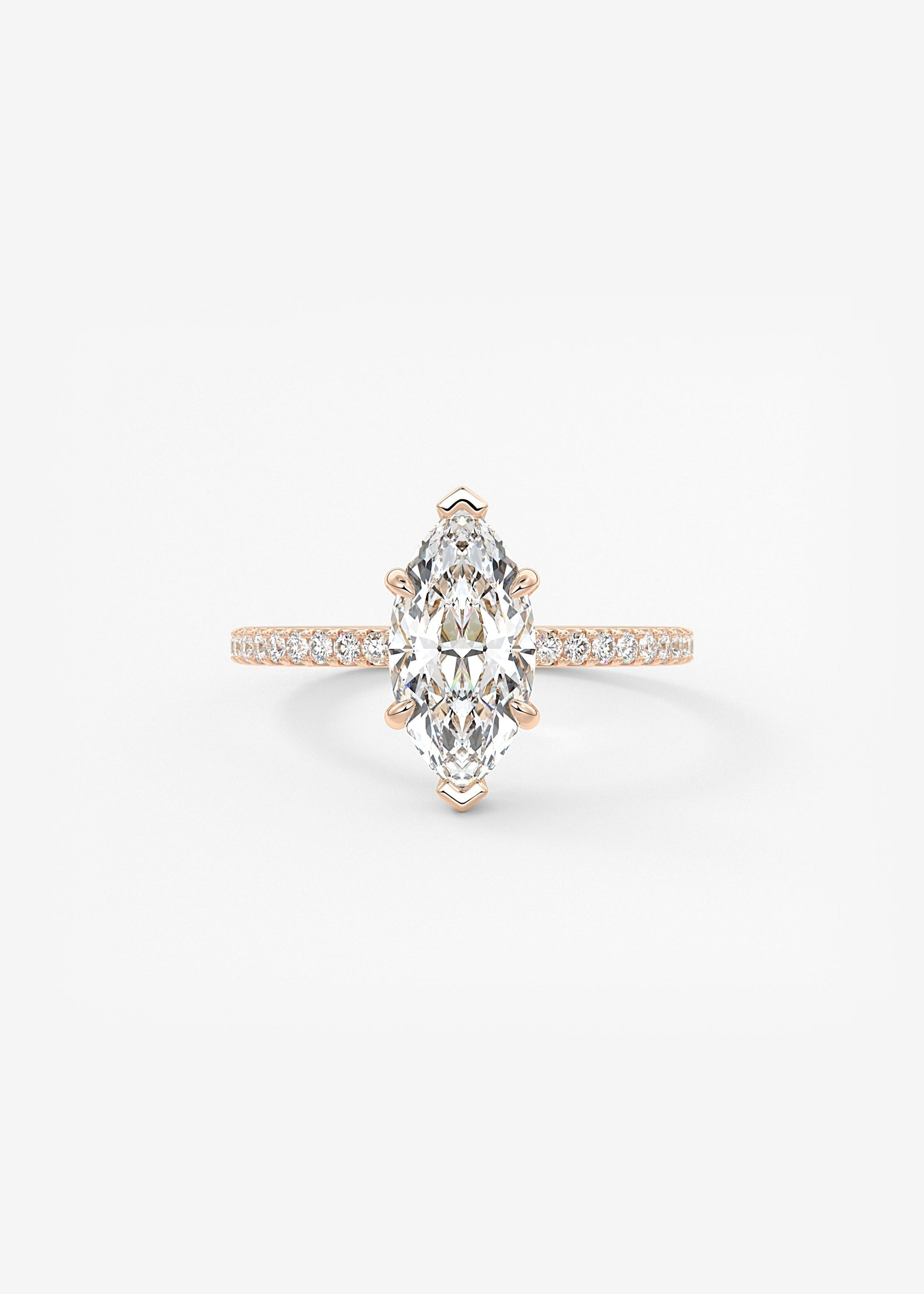 Marquise Hidden Halo Pave Lab Grown Diamond Engagement Ring