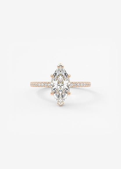 Marquise Hidden Halo Pave Lab Grown Diamond Engagement Ring