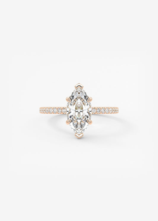 Marquise Hidden Halo Pave Lab Grown Diamond Engagement Ring