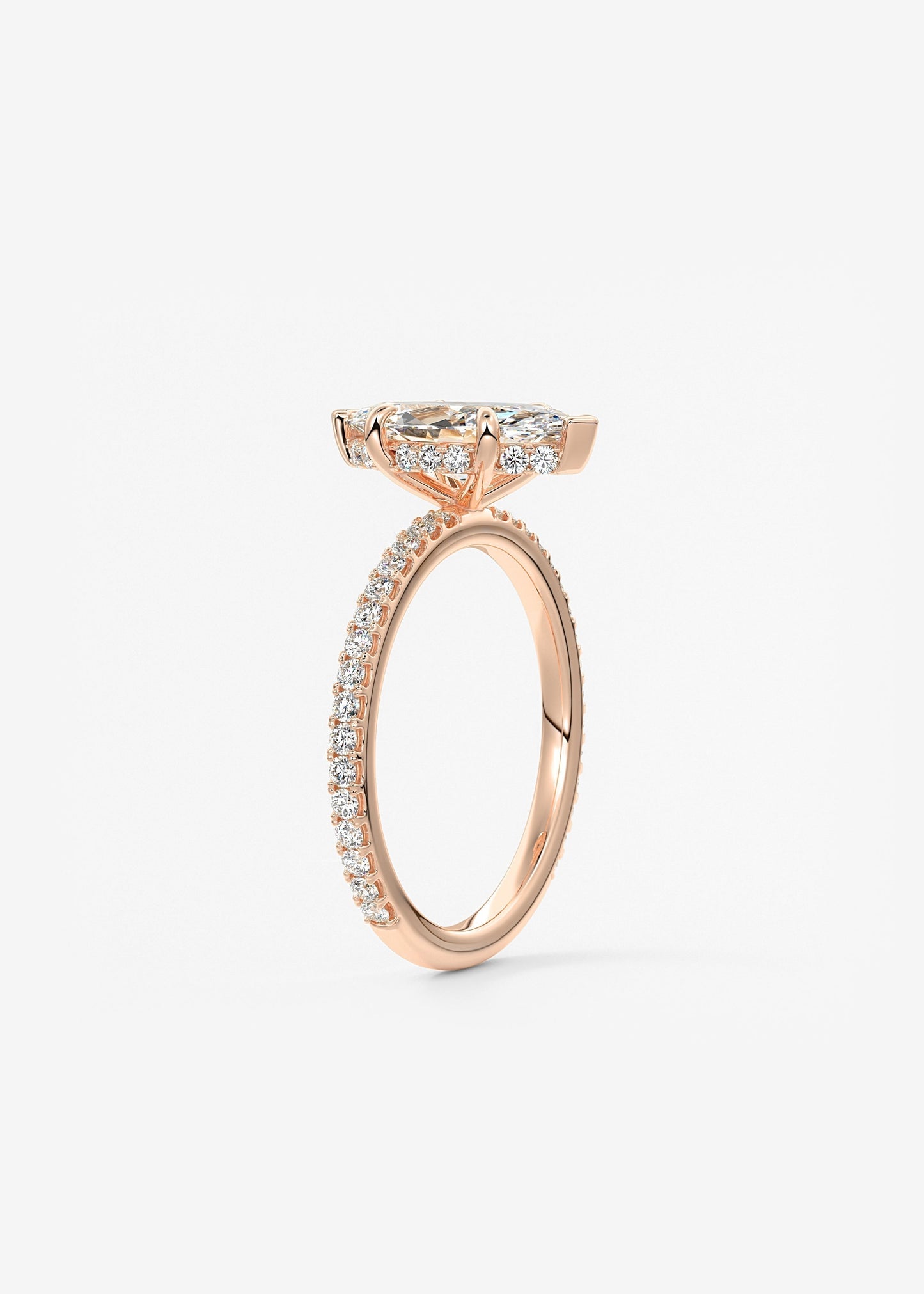 Marquise Hidden Halo Pave Lab Grown Diamond Engagement Ring