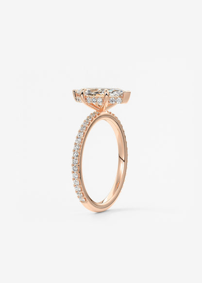 Marquise Hidden Halo Pave Lab Grown Diamond Engagement Ring