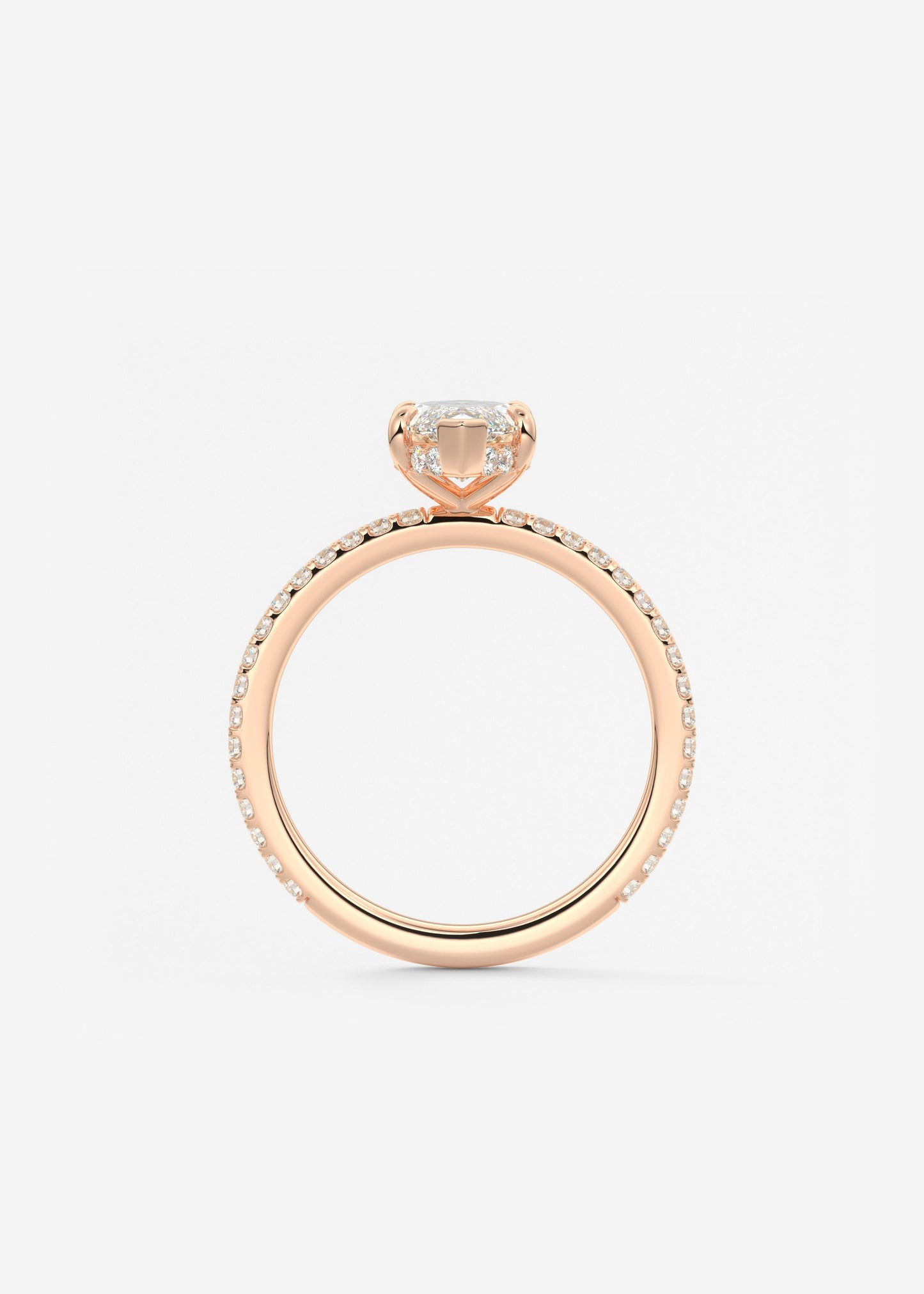 Marquise Hidden Halo Pave Lab Grown Diamond Engagement Ring