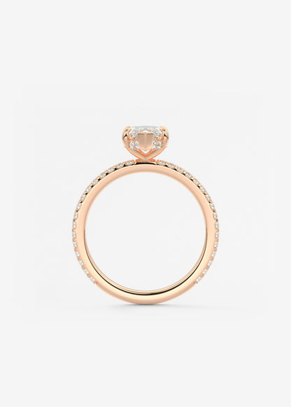 Marquise Hidden Halo Pave Lab Grown Diamond Engagement Ring