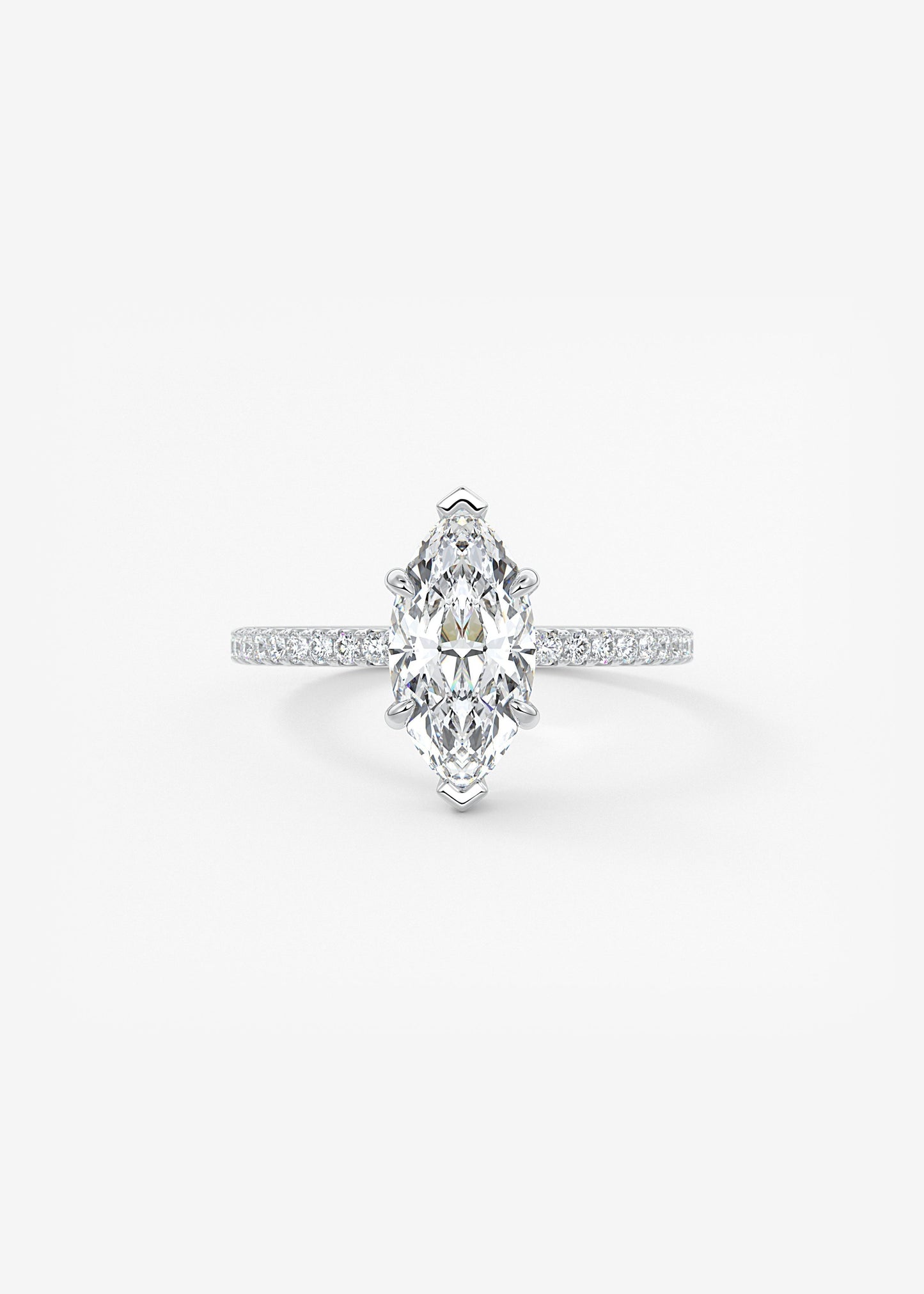 Marquise Hidden Halo Pave Lab Grown Diamond Engagement Ring