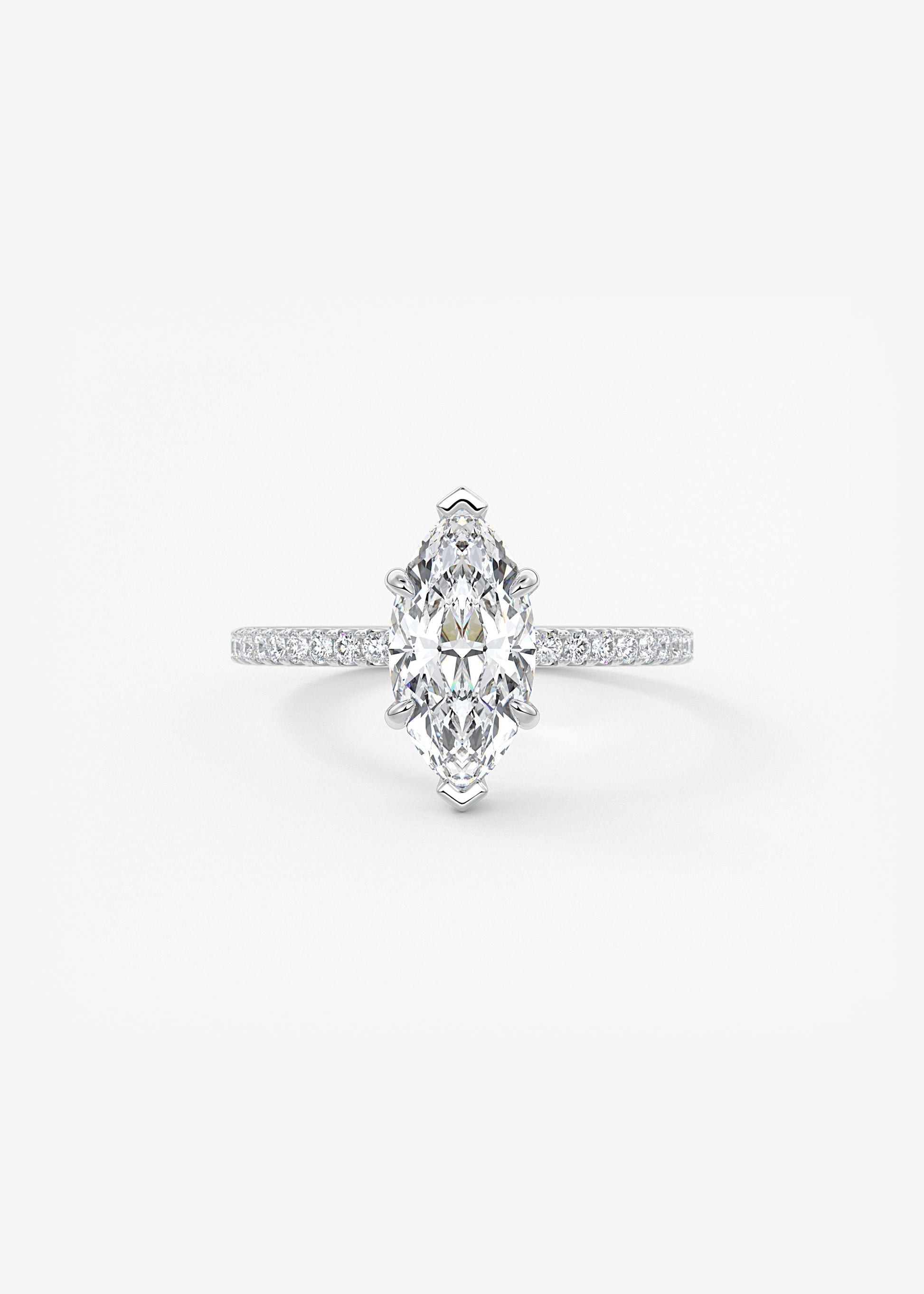 Marquise Hidden Halo Pave Lab Grown Diamond Engagement Ring