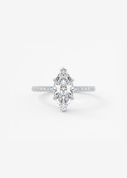 Marquise Hidden Halo Pave Lab Grown Diamond Engagement Ring