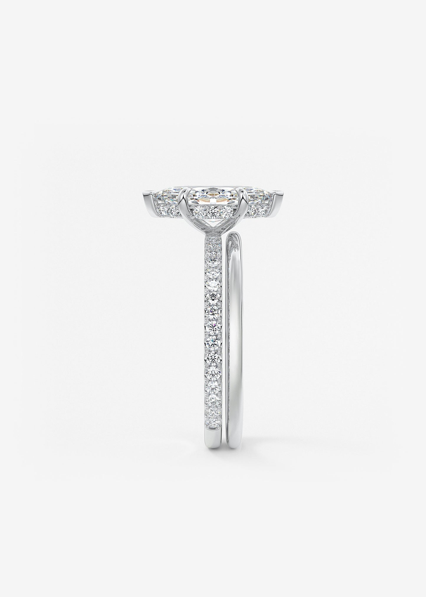 Marquise Hidden Halo Pave Lab Grown Diamond Engagement Ring