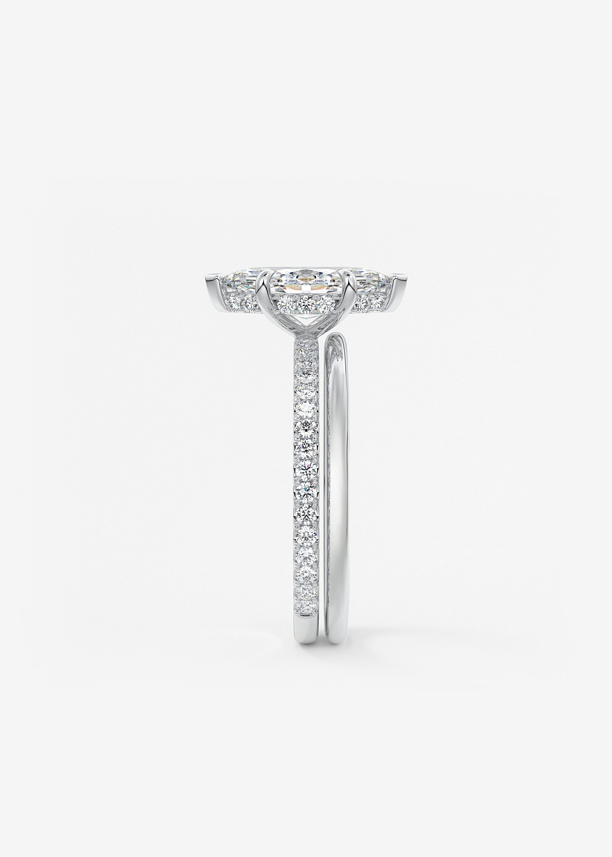 Marquise Hidden Halo Pave Lab Grown Diamond Engagement Ring