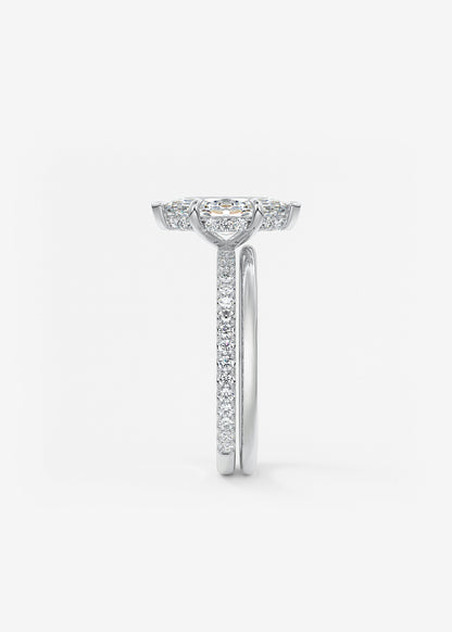 Marquise Hidden Halo Pave Lab Grown Diamond Engagement Ring