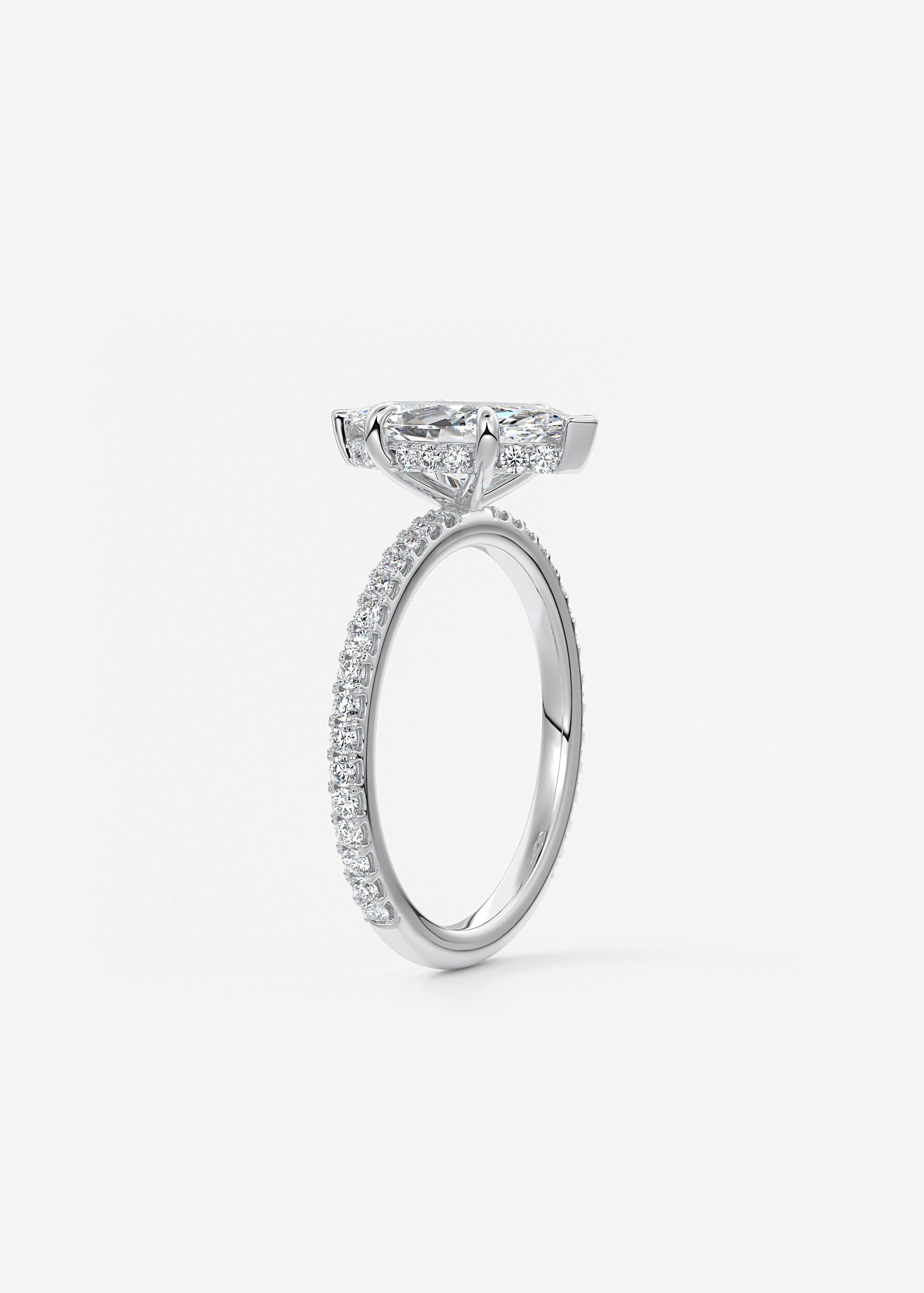 Marquise Hidden Halo Pave Lab Grown Diamond Engagement Ring