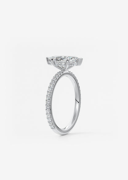 Marquise Hidden Halo Pave Lab Grown Diamond Engagement Ring