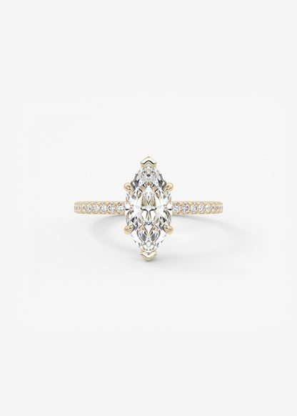 Marquise Hidden Halo Pave Lab Grown Diamond Engagement Ring