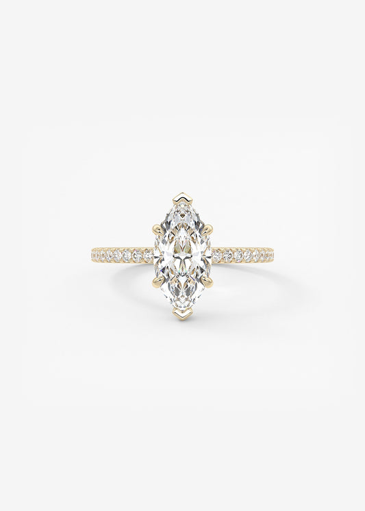 Marquise Hidden Halo Pave Lab Grown Diamond Engagement Ring