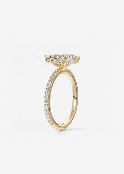 Marquise Hidden Halo Pave Lab Grown Diamond Engagement Ring