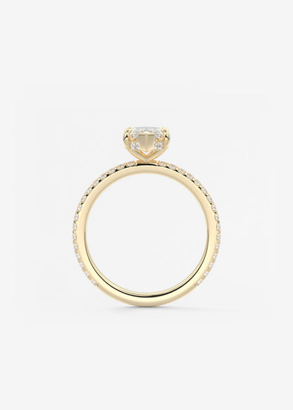 Marquise Hidden Halo Pave Lab Grown Diamond Engagement Ring