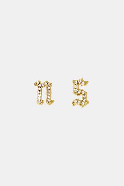 Moissanite Gothic Letter Stud | 925 Sterling Silver