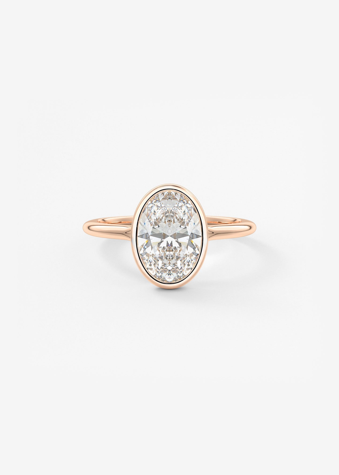 Oval Bezel/ Split Shank Lab Grown Diamond Engagement Ring