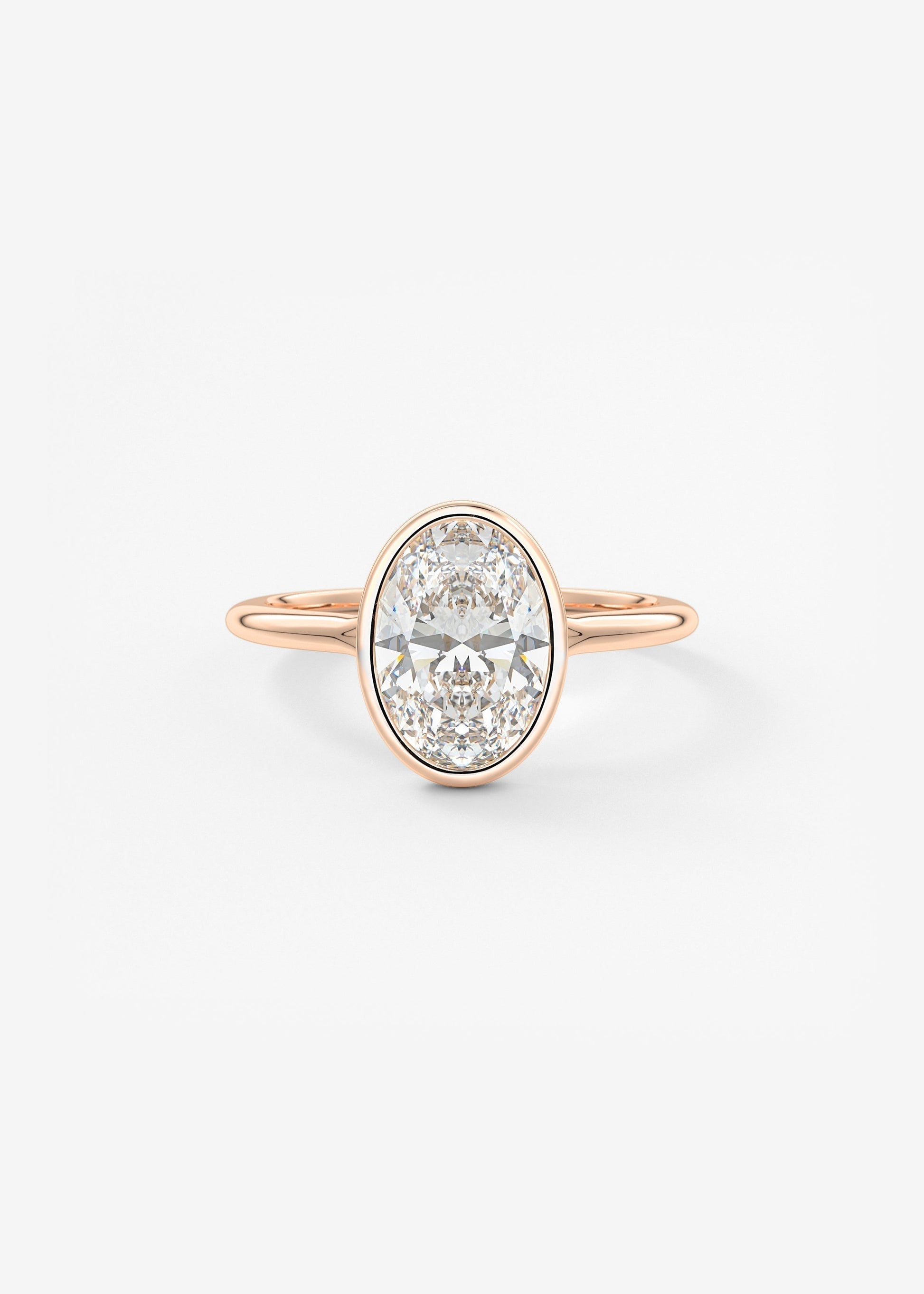 Oval Bezel/ Split Shank Lab Grown Diamond Engagement Ring