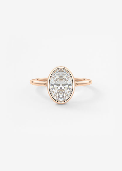 Oval Bezel/ Split Shank Lab Grown Diamond Engagement Ring