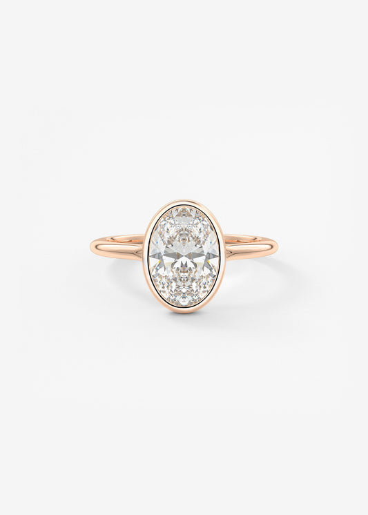 Oval Bezel/ Split Shank Lab Grown Diamond Engagement Ring