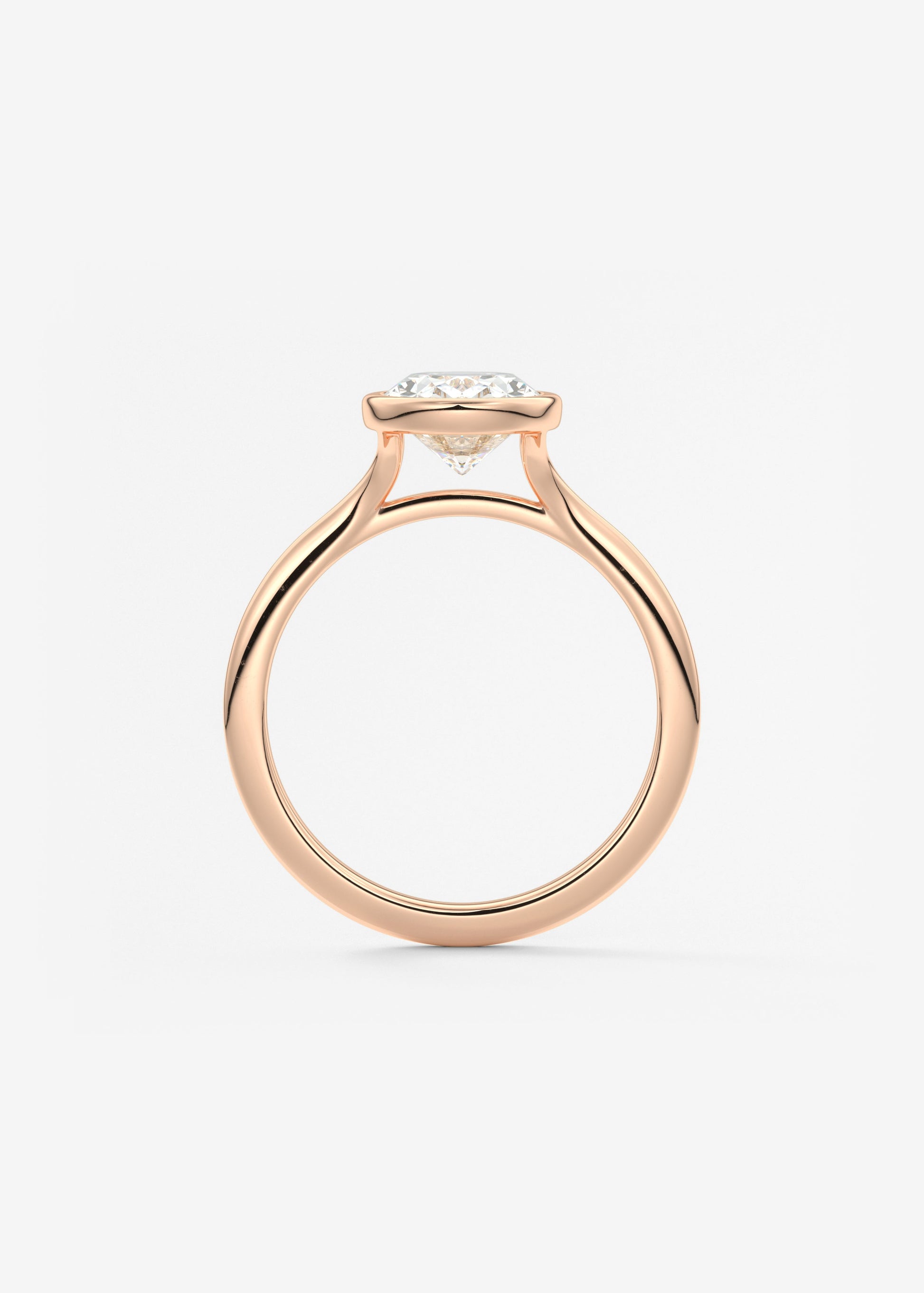 Oval Bezel/ Split Shank Lab Grown Diamond Engagement Ring