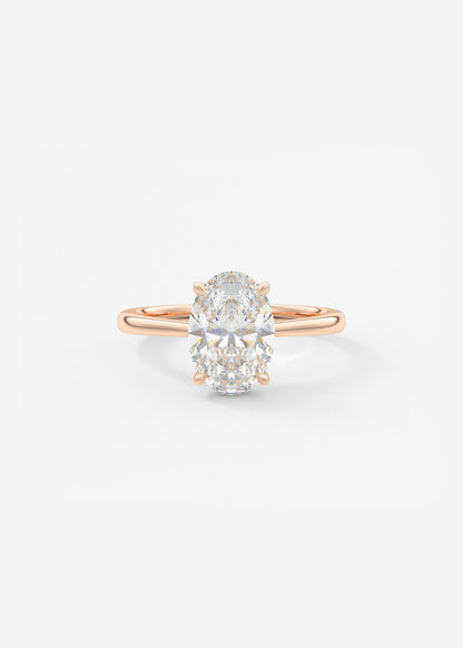 Oval Hidden Halo/Cathedral Lab Grown Diamond Engagement Ring