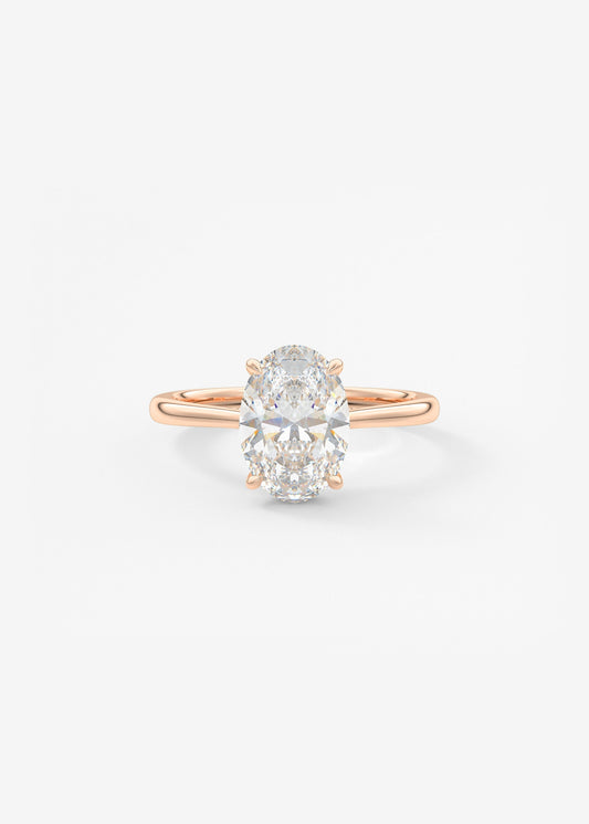 Oval Hidden Halo/Cathedral Lab Grown Diamond Engagement Ring