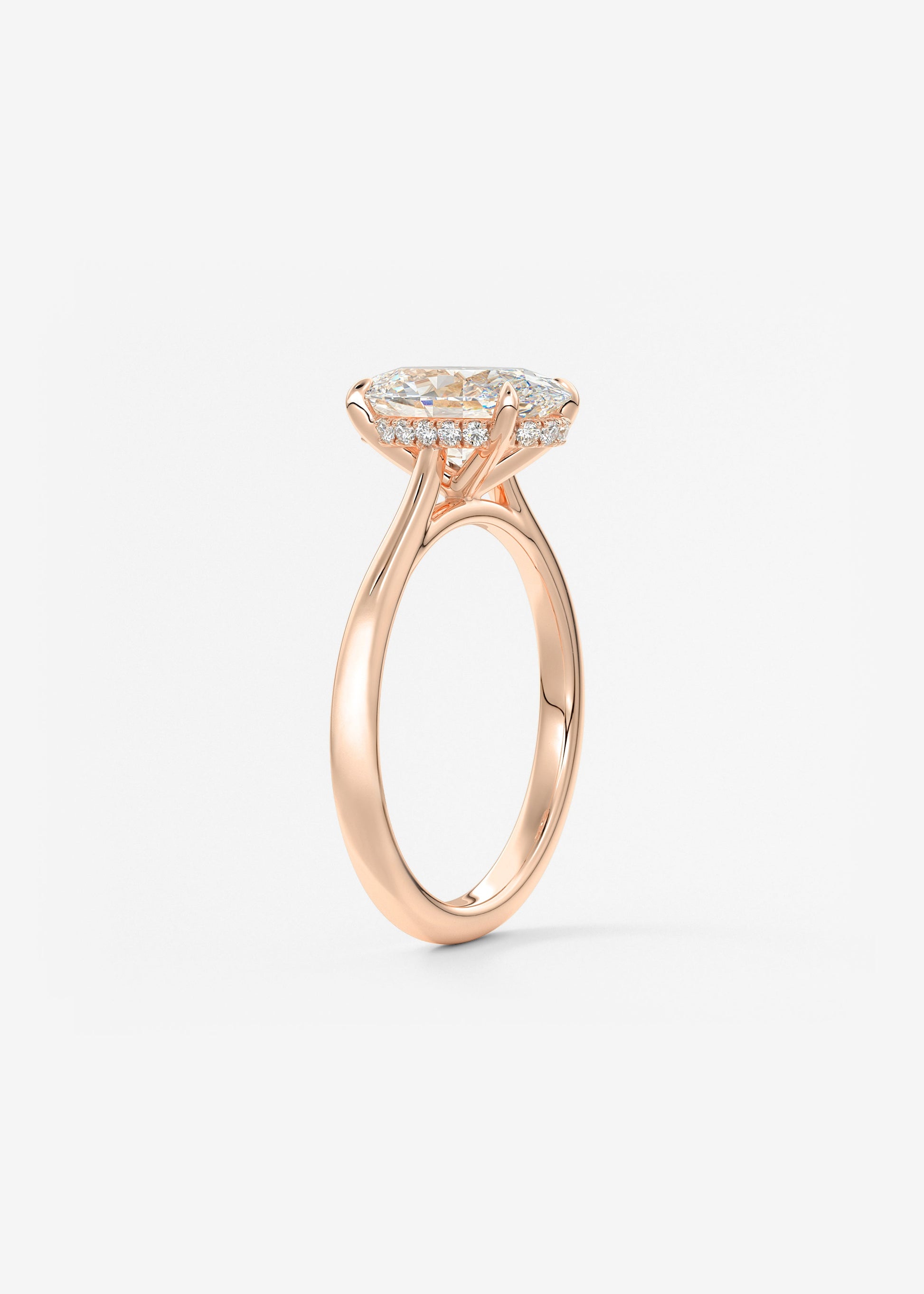Oval Hidden Halo/Cathedral Lab Grown Diamond Engagement Ring