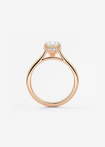 Oval Hidden Halo/Cathedral Lab Grown Diamond Engagement Ring