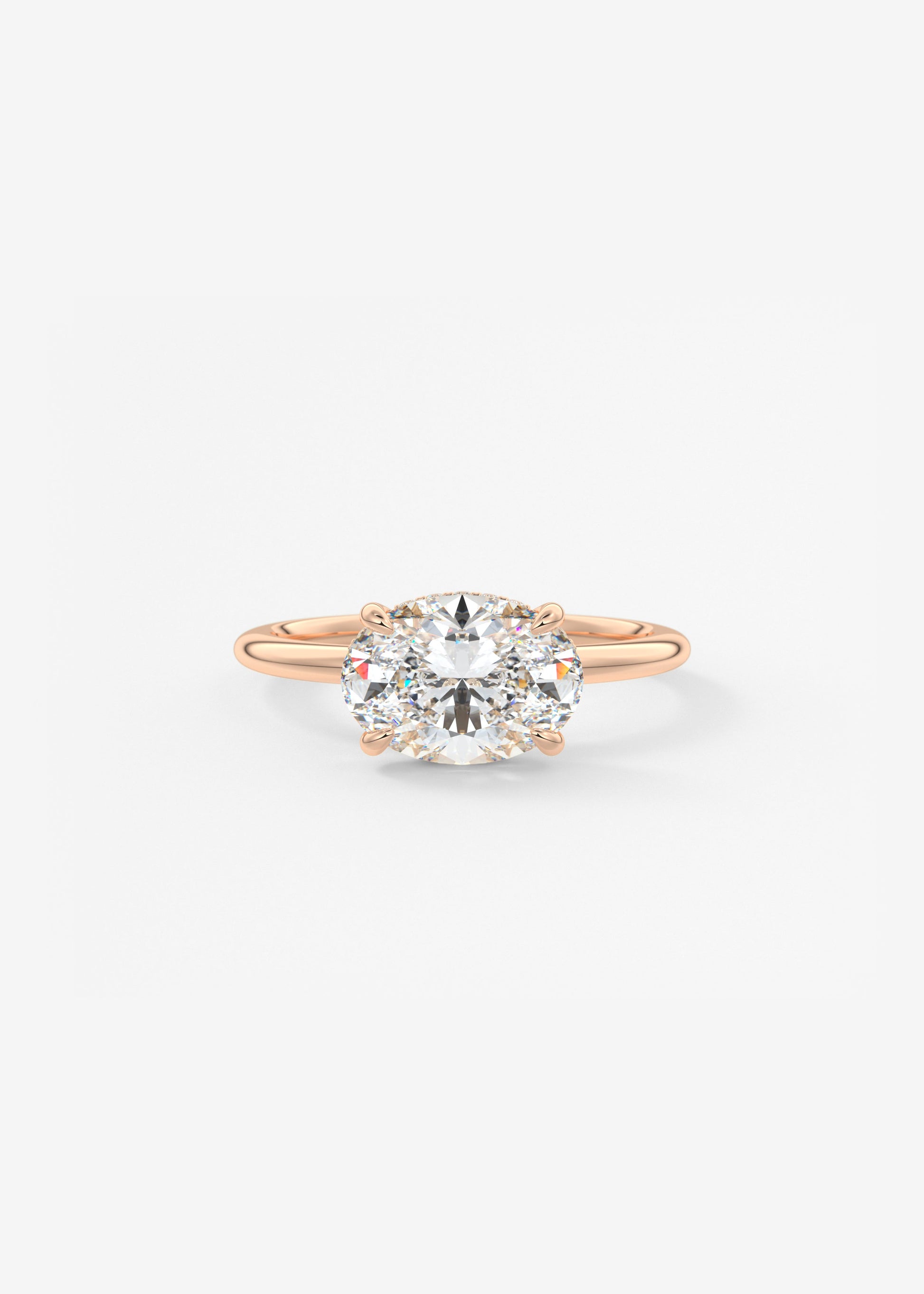 Oval East West Hidden Halo Lab Grown Diamond Engagement Ring