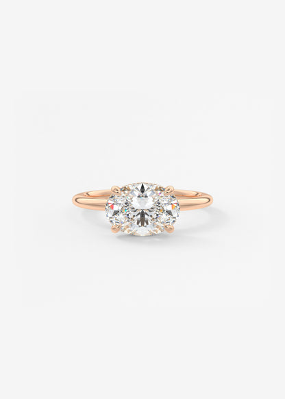 Oval East West Hidden Halo Lab Grown Diamond Engagement Ring