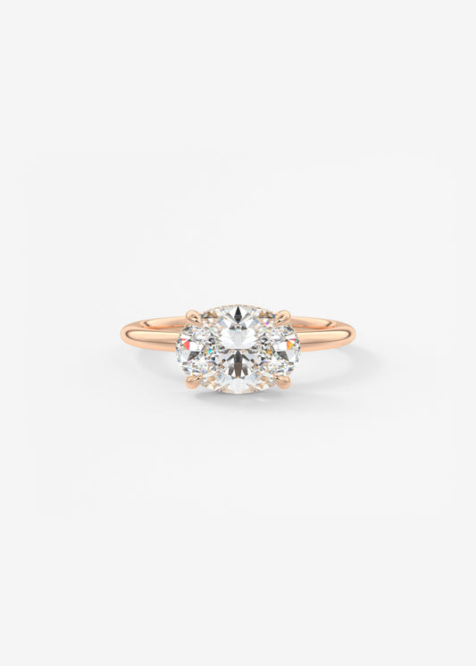 Oval East West Hidden Halo Lab Grown Diamond Engagement Ring