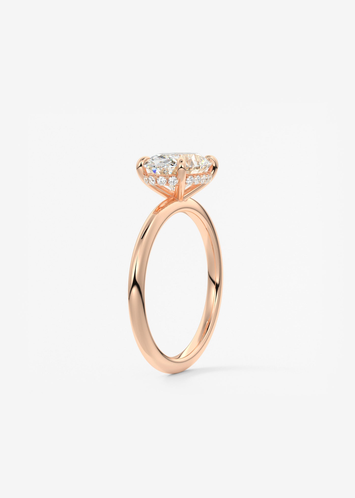 Oval East West Hidden Halo Lab Grown Diamond Engagement Ring