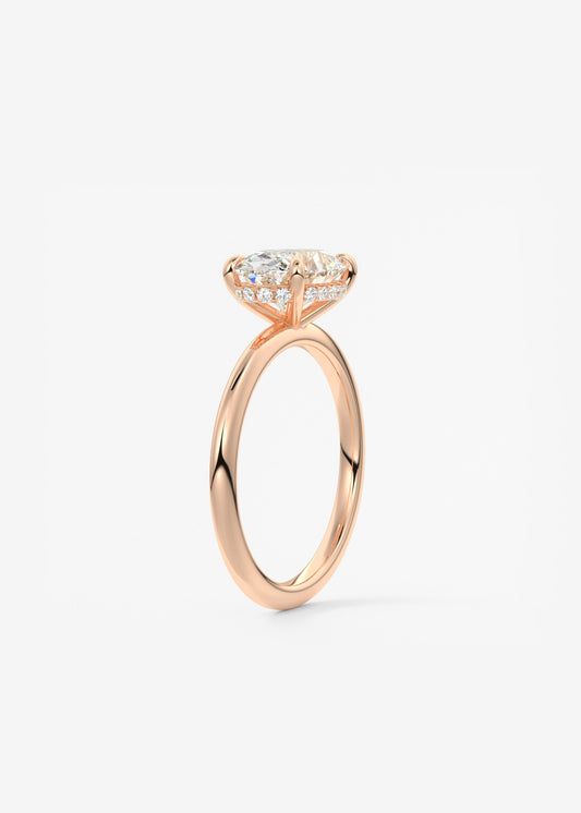 Oval East West Hidden Halo Lab Grown Diamond Engagement Ring