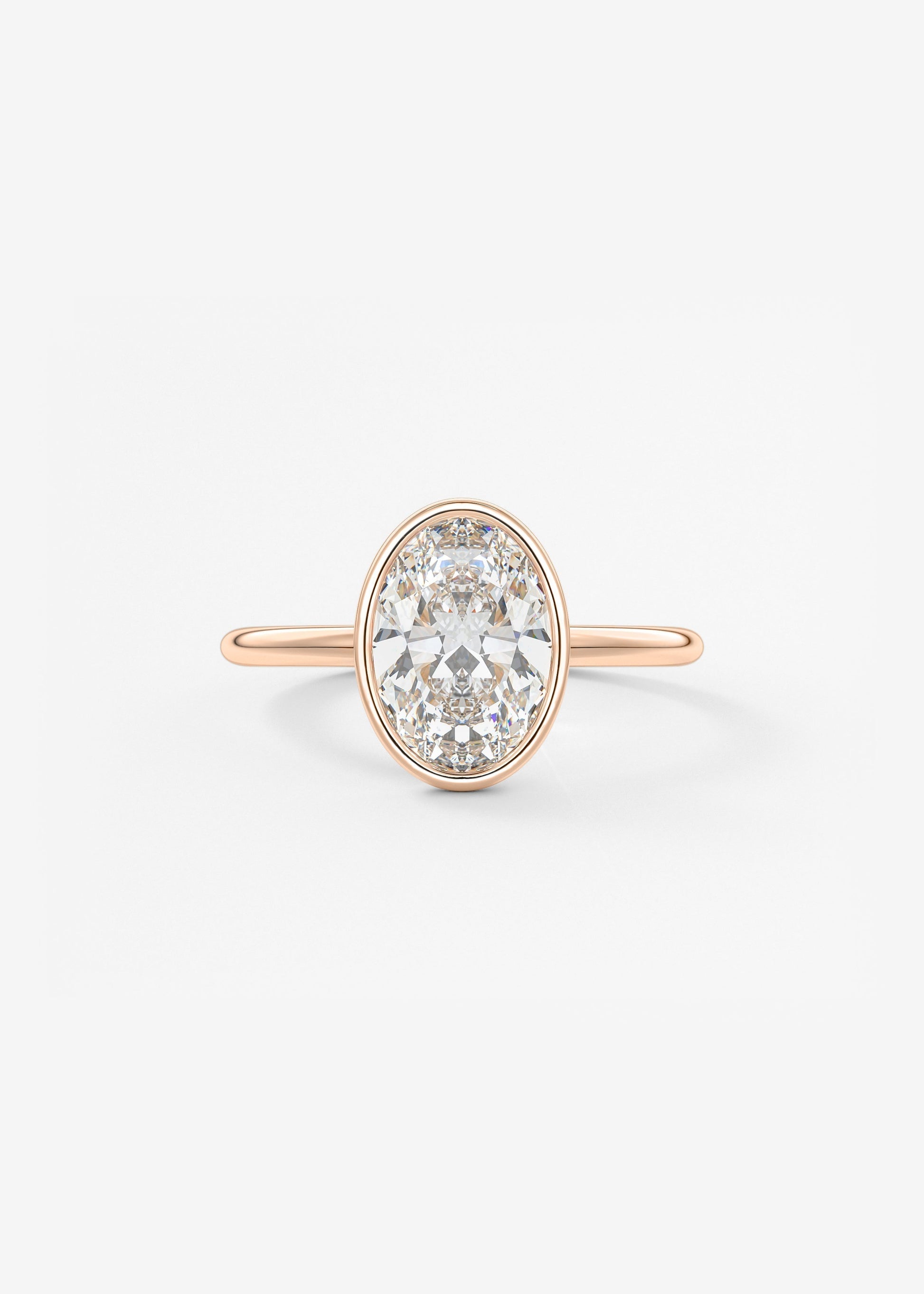 Oval Bezel Lab Grown Diamond Engagement Ring