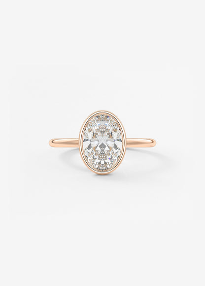 Oval Bezel Lab Grown Diamond Engagement Ring