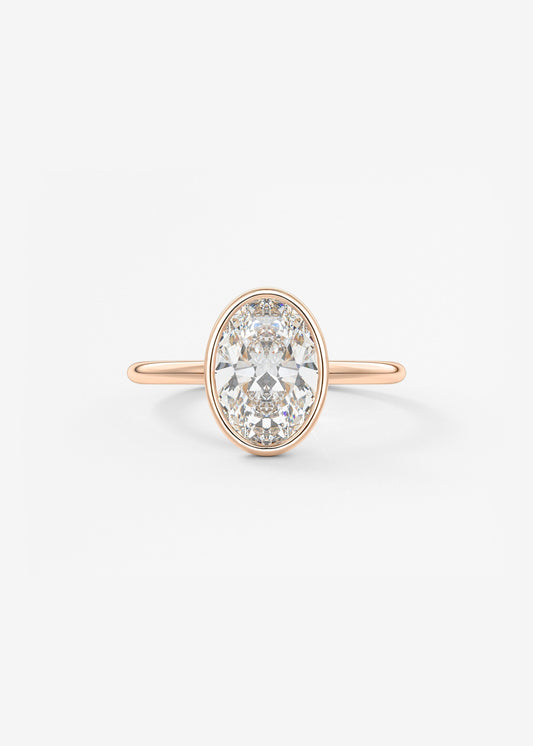 Oval Bezel Lab Grown Diamond Engagement Ring