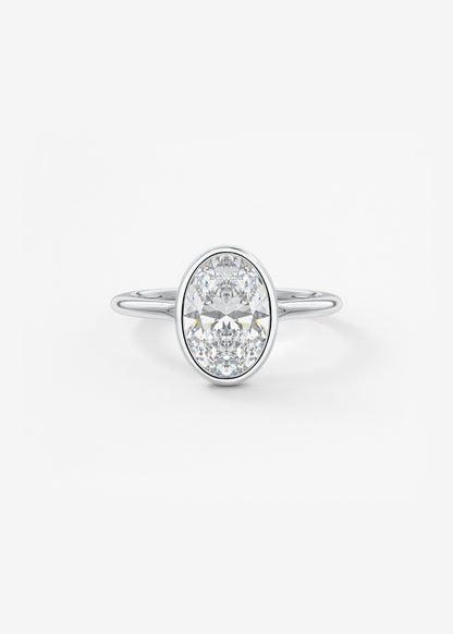 Oval Bezel/ Split Shank Lab Grown Diamond Engagement Ring