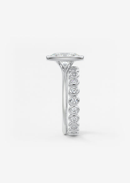 Oval Bezel/ Split Shank Lab Grown Diamond Engagement Ring