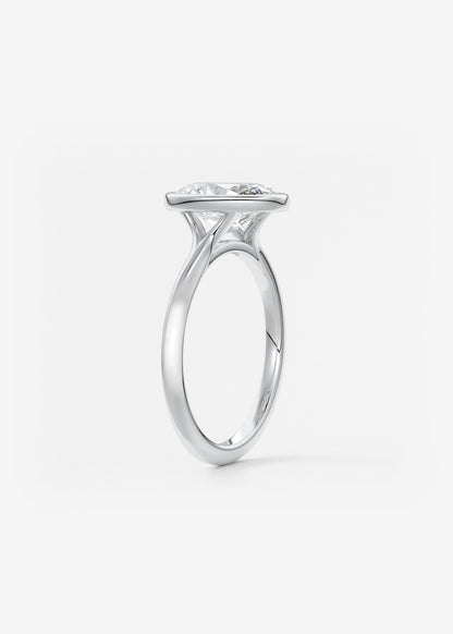 Oval Bezel/ Split Shank Lab Grown Diamond Engagement Ring