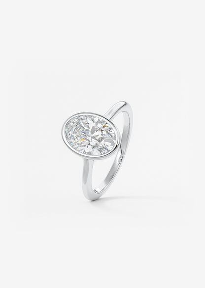 Oval Bezel/ Split Shank Lab Grown Diamond Engagement Ring