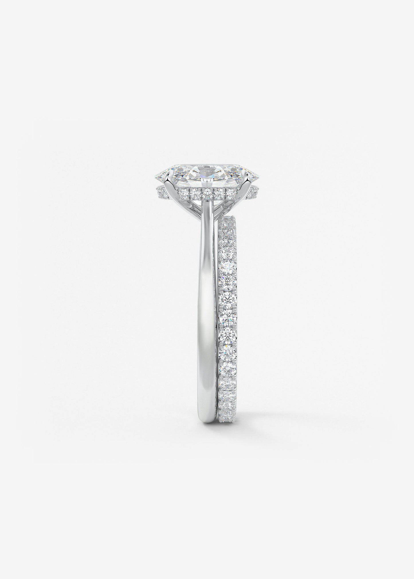 Oval Hidden Halo/Cathedral Lab Grown Diamond Engagement Ring
