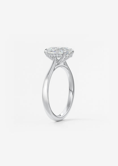 Oval Hidden Halo/Cathedral Lab Grown Diamond Engagement Ring