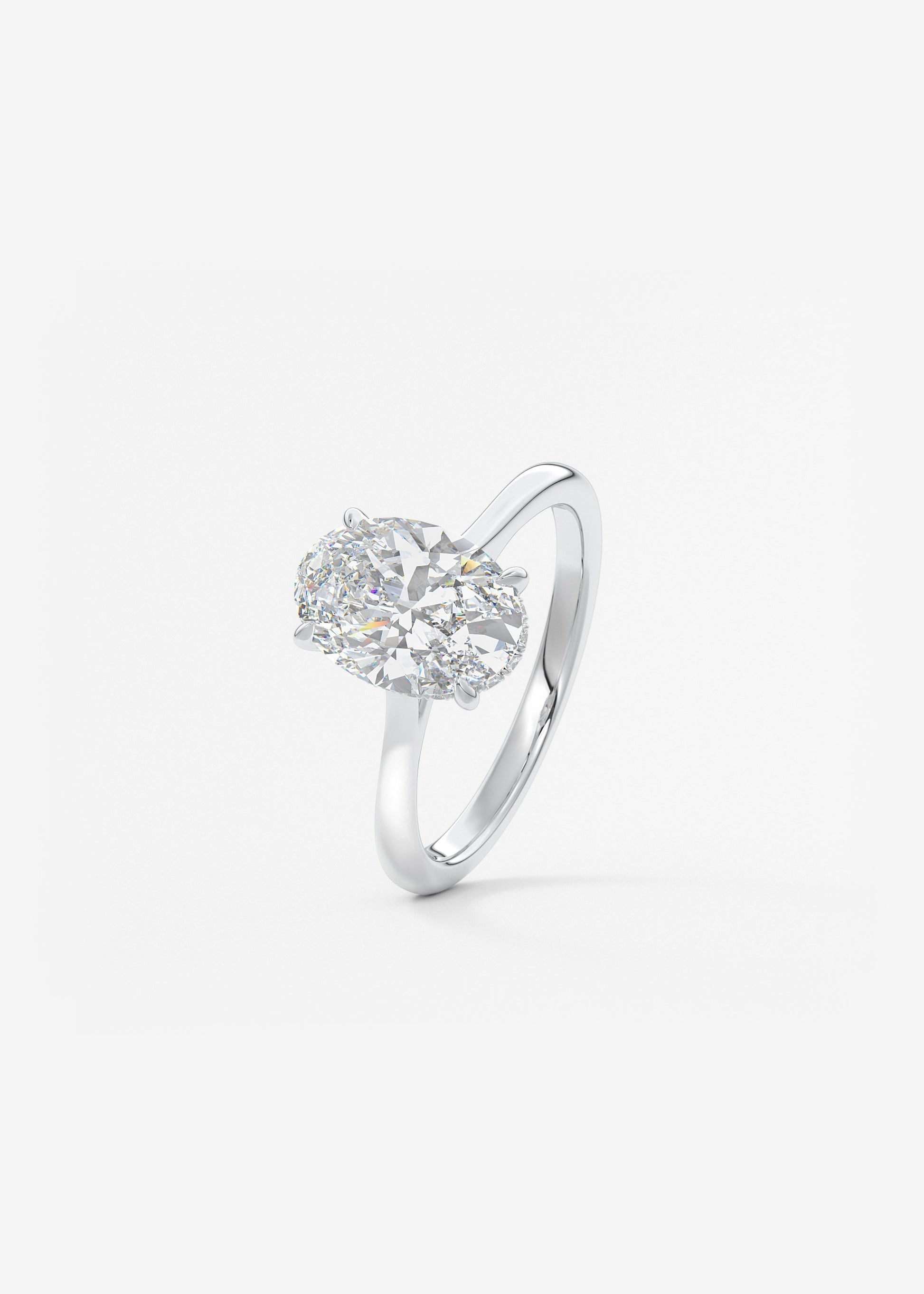 Oval Hidden Halo/Cathedral Lab Grown Diamond Engagement Ring